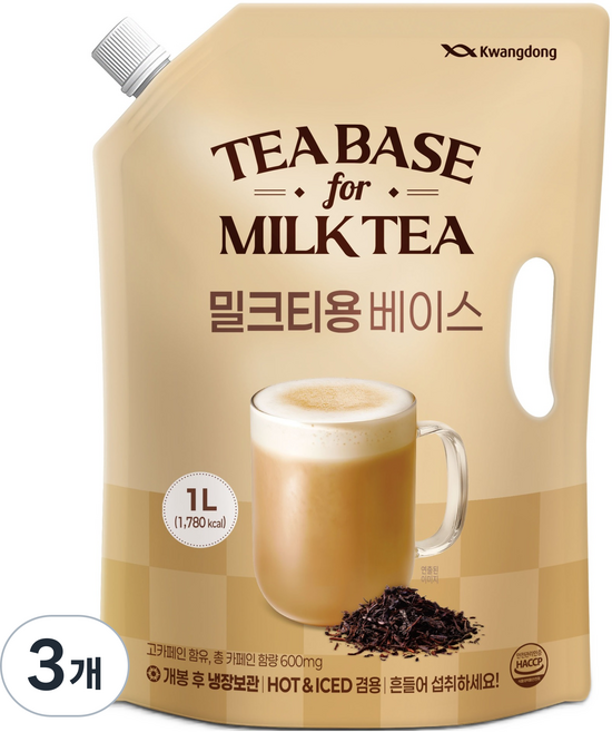광동제약 밀크티용 베이스, 상세페이지참조, 1L, 3개
