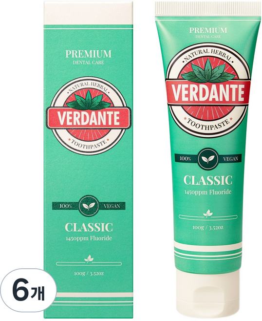 베르단테 고불소 잇몸치약, 100g, 6개