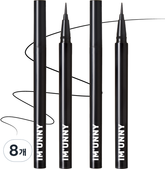 아임유니 스키니 핏 펜 아트 리퀴드 아이라이너 0.6g, A01 킬블랙, 8개