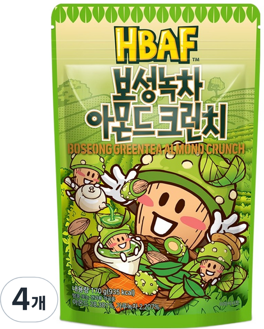 HBAF 寶城綠茶脆杏仁果, 4包, 170g