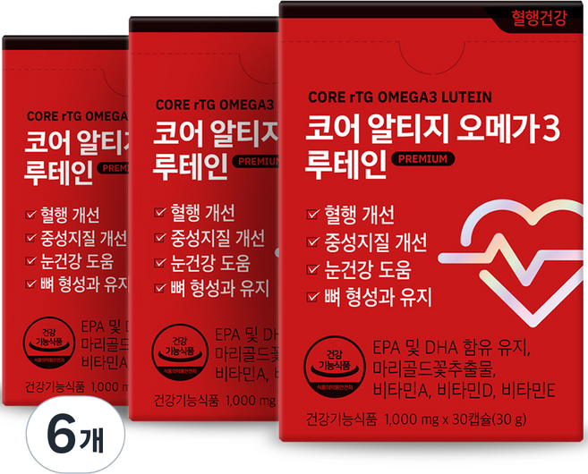 한미양행 코어 알티지 오메가3 루테인, 30정, 6개