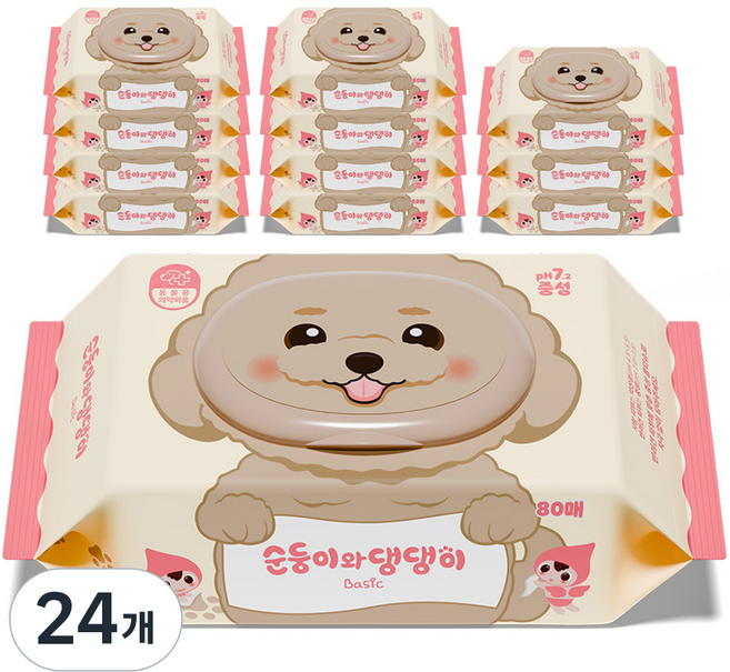 Soondoongi 順順兒 寵物基本中性濕紙巾, 80入, 24個