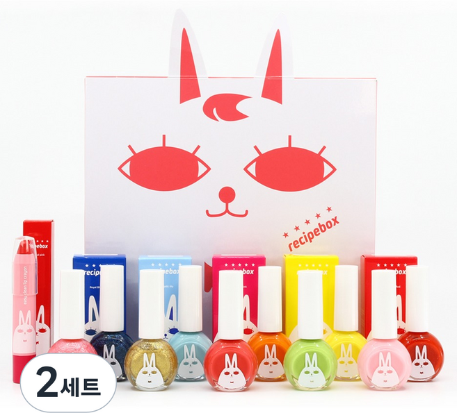 레시피박스 어린이 화장품 선물세트, 매니큐어 10종 + 립크레용 + 선물박스, 2세트