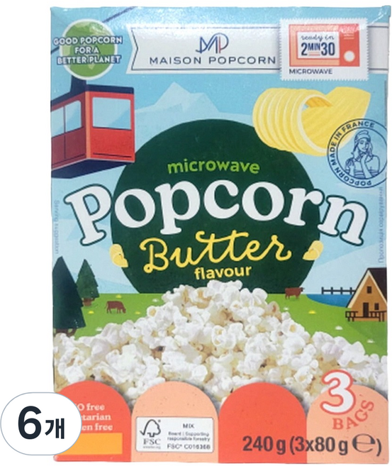 메종팝콘 메종 전자렌지용 버터맛 팝콘, 6개, 240g