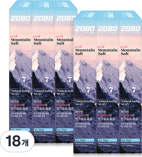 2080 퓨어 핑크 아이스민트향 치약, 150g, 18개