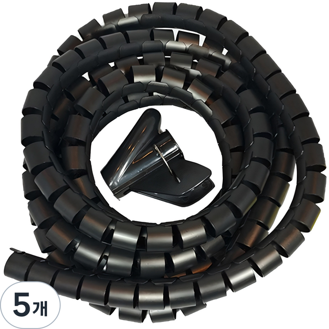 컴잇 매직케이블 전선정리 25mm X 3M 블랙, 5개