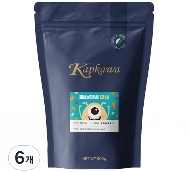 캅카와 몬스터빈 피넛 커피 원두, 홀빈(분쇄안함), 500g, 6개