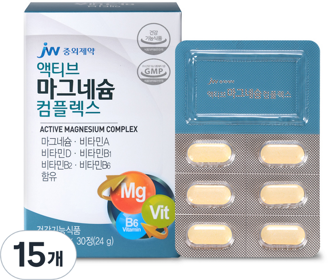 JW중외제약 액티브 마그네슘 컴플렉스, 30정, 15개