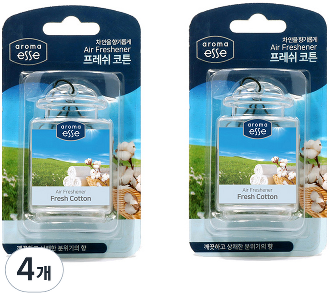 아로마엣세 에어프레셔너 차량용 방향제, 4개, 프레쉬코튼