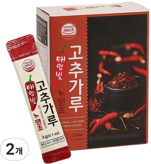 태양빛 땡초고춧가루 스틱 20p, 60g, 2개