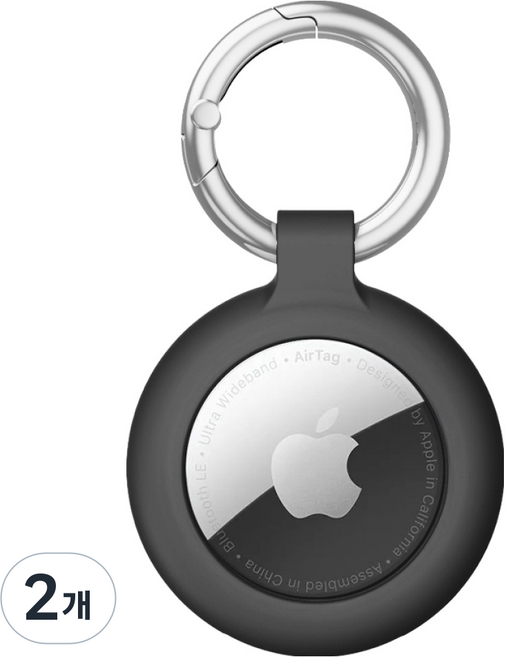 신지모루 에어태그 홀더 360 충격흡수 TPU 소프트 커버 케이스, 블랙, 2개