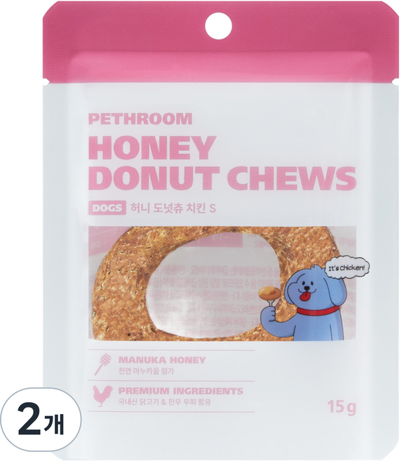 페스룸 강아지 허니 도넛츄, 15g, 2개, 혼합맛(우피/치킨)