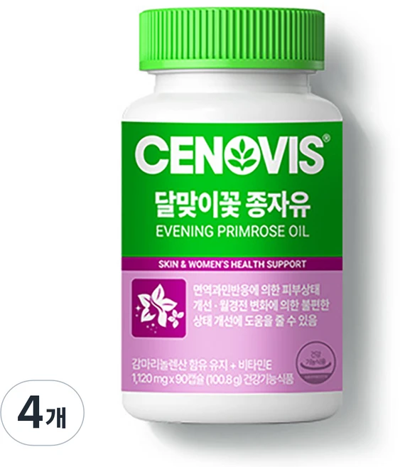 세노비스 달맞이꽃 종자유, 4개, 90정 - 쿠팡