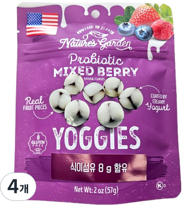 네이쳐스가든 요거트볼 믹스베리, 57g, 4개
