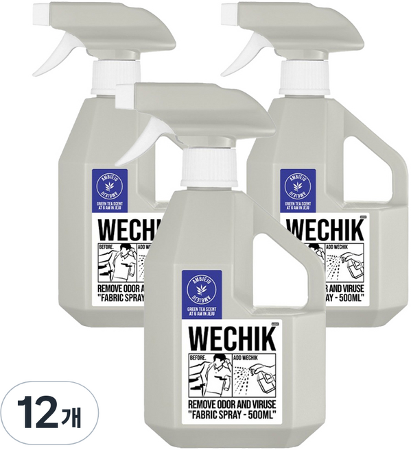 위칙 소독 섬유탈취제 본품, 500ml, 12개