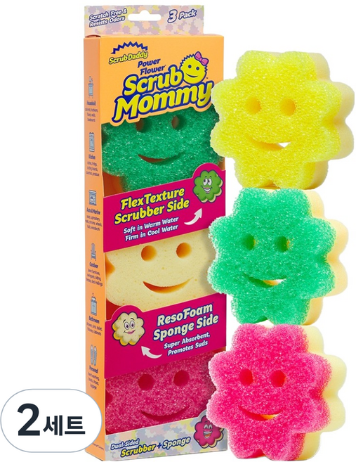 스크럽대디 마미 플라워 쉐입 3종 세트, 2세트