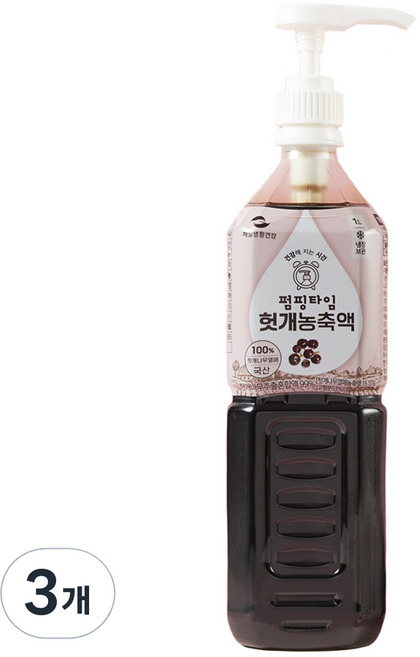 해밀생활건강 국산 펌핑타임 헛개농축액, 1L, 3개