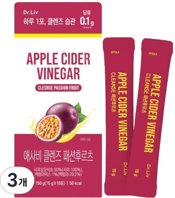 닥터리브 애사비 클렌즈 패션후르츠맛, 10회분, 3개 - 쿠팡