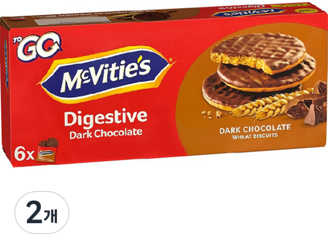 맥비티 투고 다크초코 다이제스티브 비스킷 6p, 199.8g, 2개