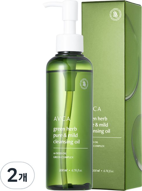 아브카 그린허브 퓨어 앤 마일드 블랙헤드 저자극 클렌징 오일, 2개, 200ml