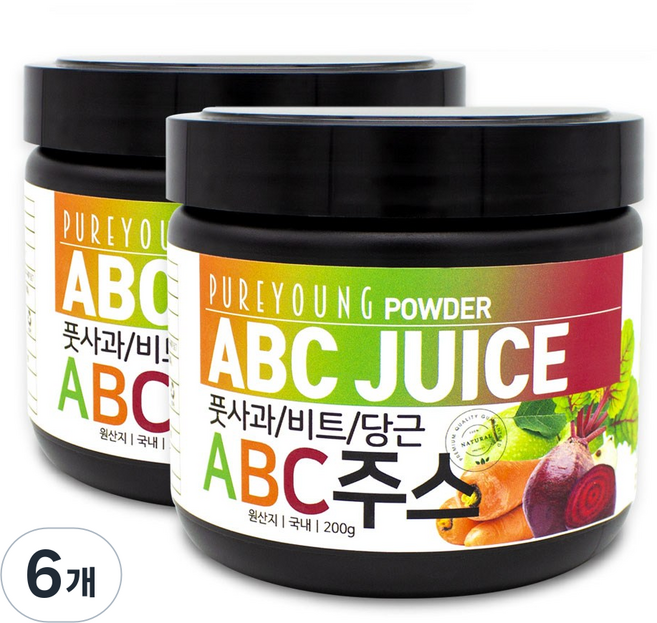 퓨어영 풋사과 비트 당근 ABC주스 분말, 6개, 200g