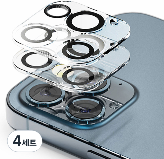 신지모루 빛번짐 방지 카메라 렌즈 강화유리 보호필름 2p 세트, 4세트