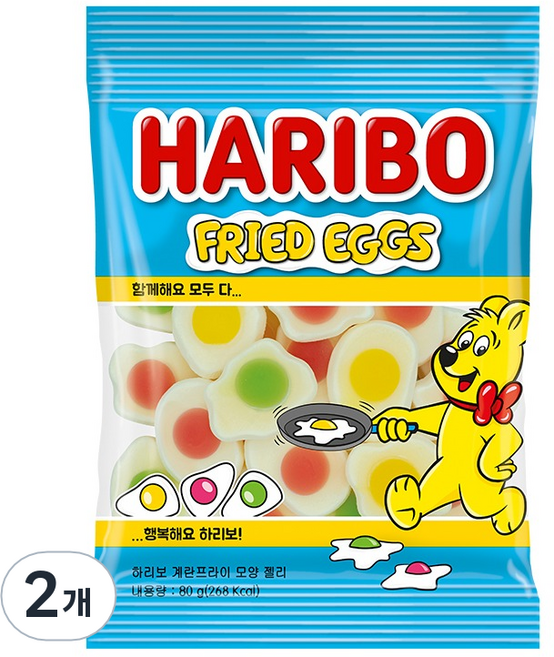 하리보 계란프라이 모양 젤리, 2개, 80g