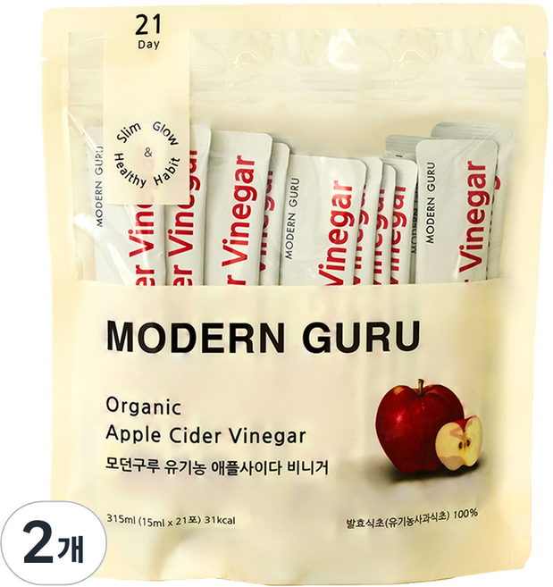 모던구루 유기농 애플사이다 비니거 21포, 315ml, 2개