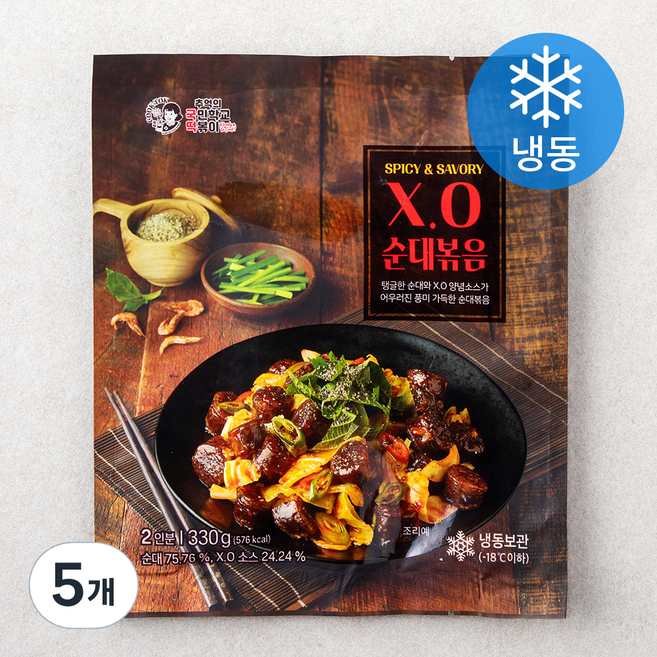 추억의국민학교떡볶이 X.O 순대볶음 (냉동), 330g, 5개