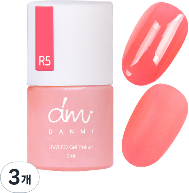 단미 컬러 네일젤, R5 네온 피치, 5ml, 3개