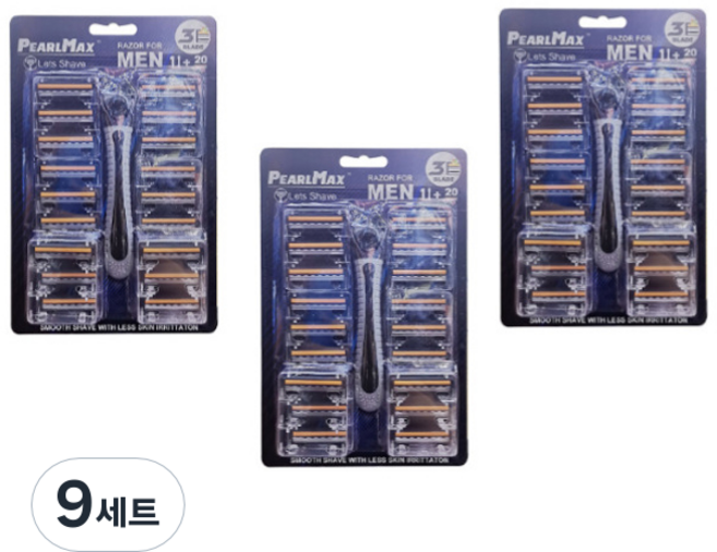 블루버킷 5단 터치 일회용 면도기 + 면도날 20p 세트, 9세트