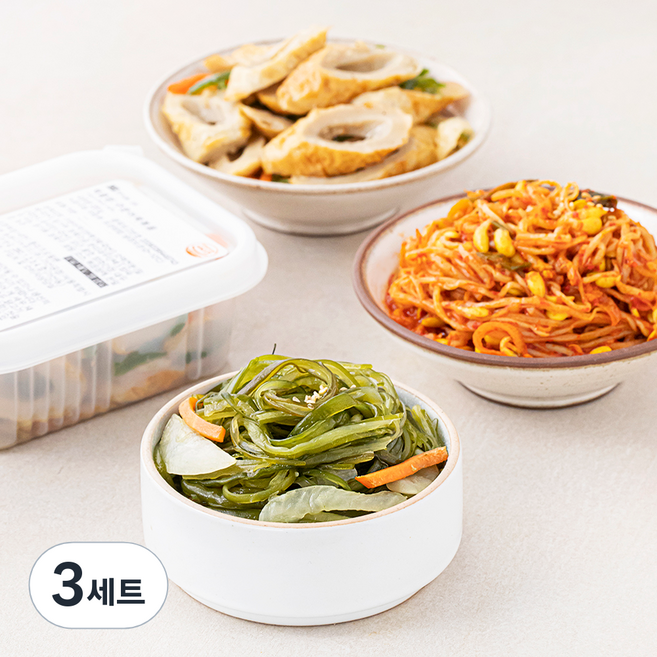 더반찬 볶음 반찬 국물많은콩나물 300g + 미역줄기 220g + 구운어묵 200g 세트, 720g, 3세트
