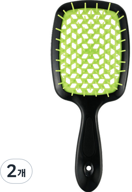 리빙홈디테일 볼륨 헤어브러쉬, 블래핸들 + 잔디그린, 2개