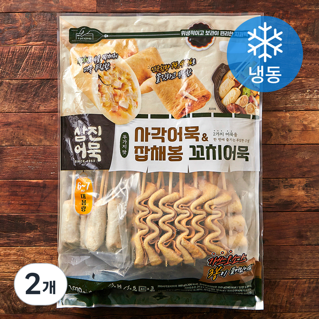 삼진어묵 사각어묵 & 잡채봉 꼬치어묵 (냉동), 1.01kg, 2개