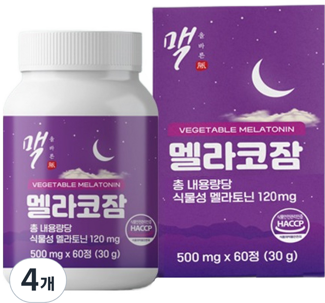 올바른맥 식물성 멜라토닌 멜라코잠 60정, 30g, 4개