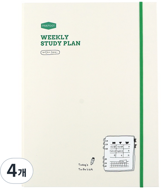 핑크풋 위클리 바인더 스터디플래너, 아이보리, 4개