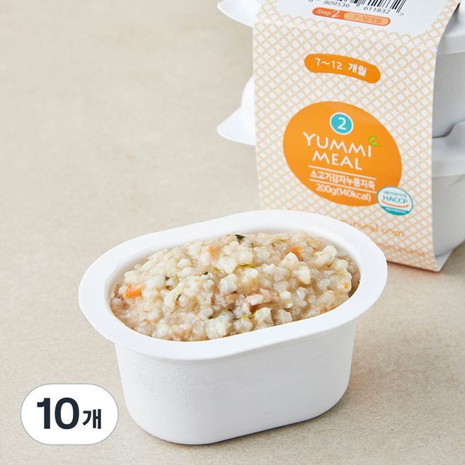 얌이밀 7~12개월 소고기 감자누룽지죽 이유식, 100g, 10개