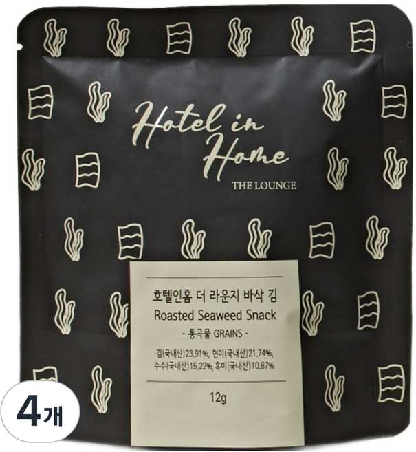 호텔인홈 더라운지 바삭김, 12g, 4개