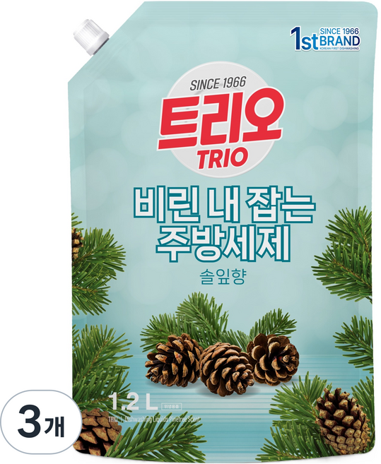 트리오 비린내 잡는 주방세제 솔잎향, 1.2L, 3개