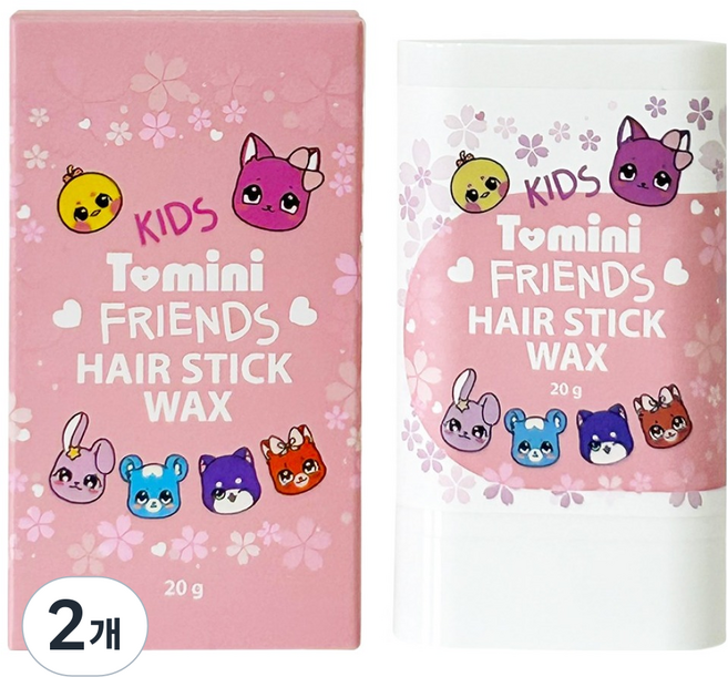 투미니 어린이 스타일링 잔머리 고정 정리 프렌즈 헤어 스틱 왁스, 20g, 2개