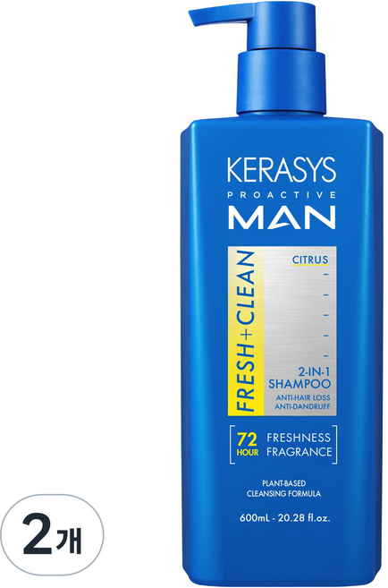 케라시스 프로액티브 맨 탈모증상완화 샴푸 시트러스, 2개, 600ml