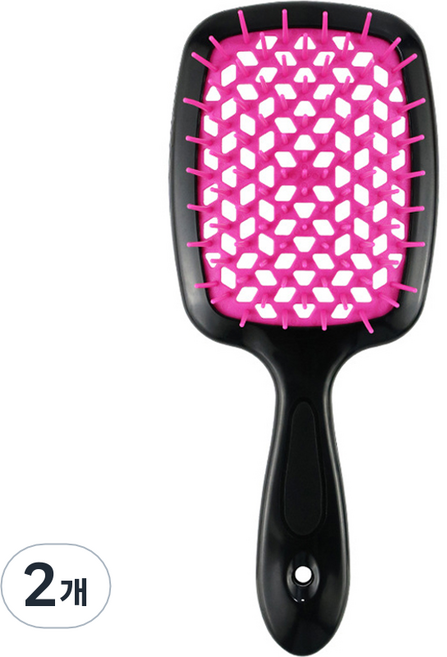리빙홈디테일 볼륨 헤어브러쉬, 블랙핸들 + 로즈레드, 2개