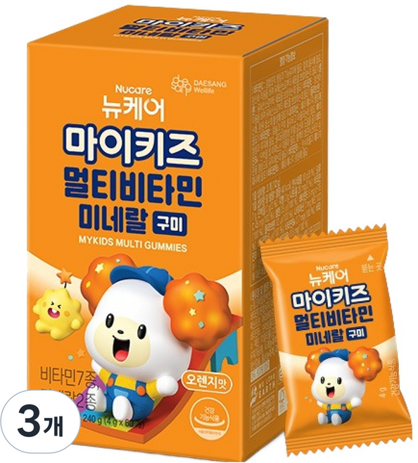 대상웰라이프 정품 뉴케어 마이키즈 멀티비타민 미네랄 구미, 60정, 3개
