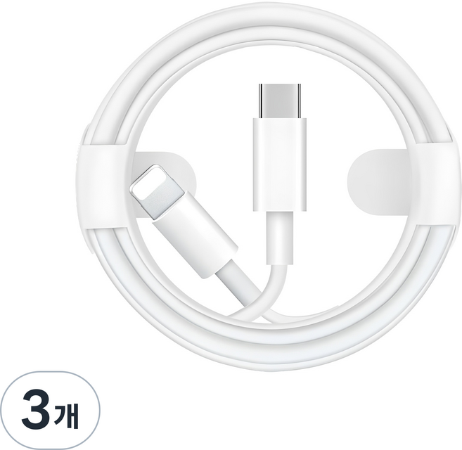 ITS LIFE Type-C PD to Lightning 8-pin 18W 高速充電線, 2m, 白色, 3個