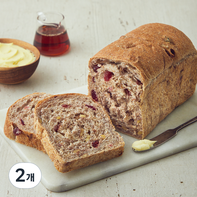 브로드카세 발효종 크렌베리 호두통밀 식빵, 500g, 1개입, 2개