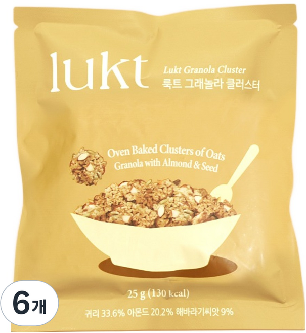 룩트 그래놀라 클러스터 시리얼, 25g, 6개