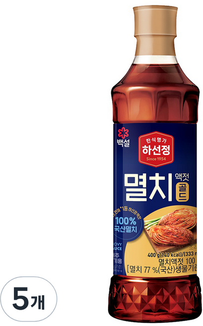 하선정 멸치액젓 골드, 400g, 5개