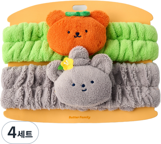 모던하우스 버터샵 제주 귤 하르방 시럽베어 커플 세안밴드 세트, 4세트, 그린, 그레이