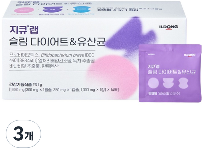 지큐랩 슬림 다이어트 & 유산균 14p, 23.1g, 3개