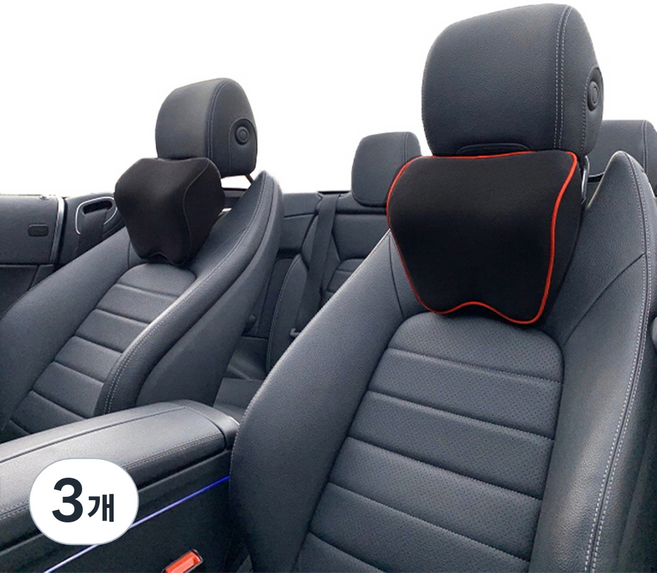 지토스 차량용 목쿠션, 블랙, 3개
